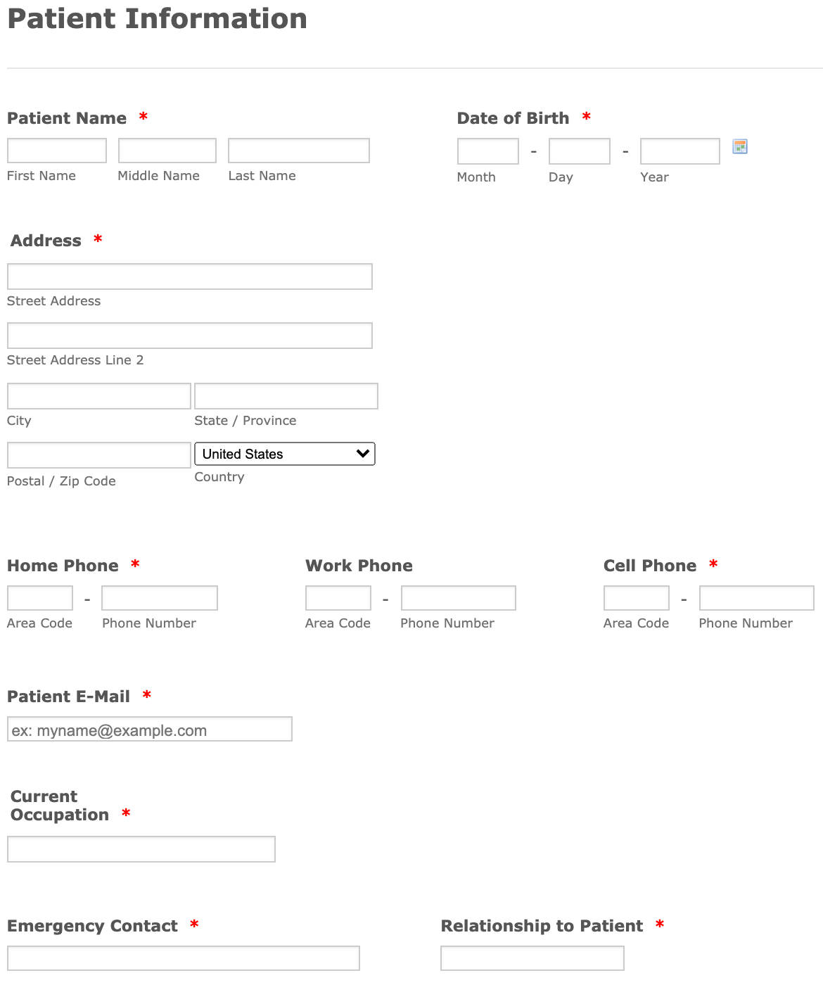 HIPAA compliant patient intake form