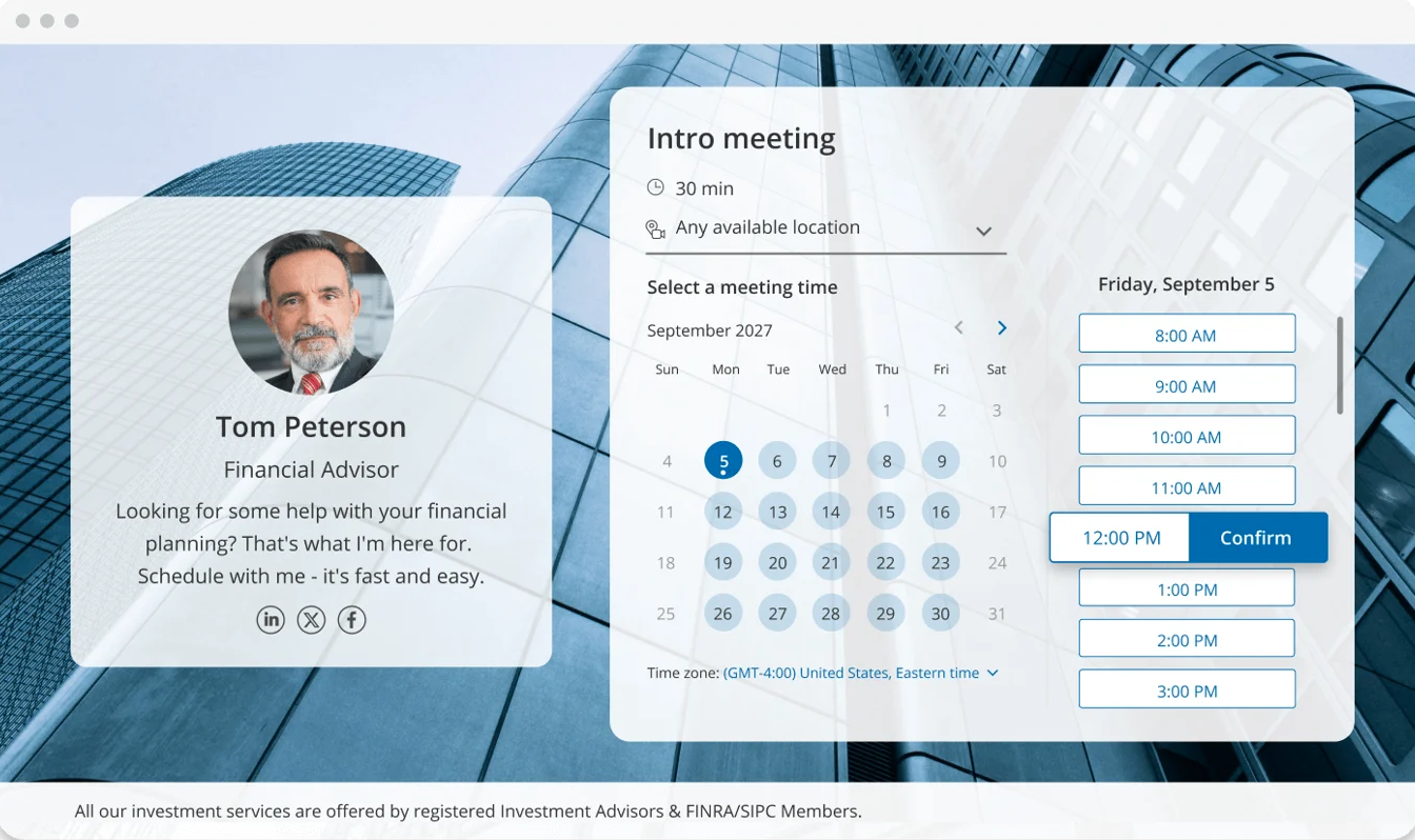 An booking form in OnceHub's scheduling interface