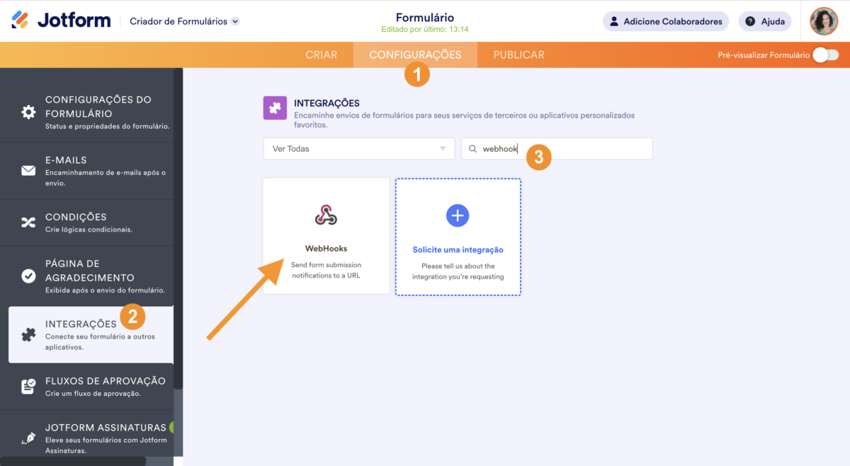 Criador de Formulários - Integração Webhooks