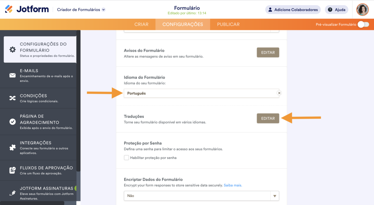 Criador de Formulários - Traduções