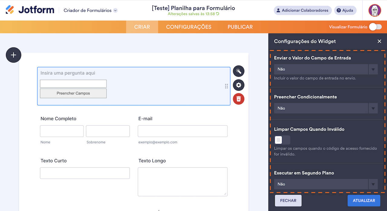 Outras opções do widget (2)