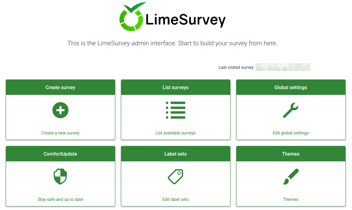 Image of LimeSurvey’s survey dashboard