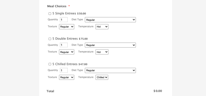 Homplate Online Order Form
