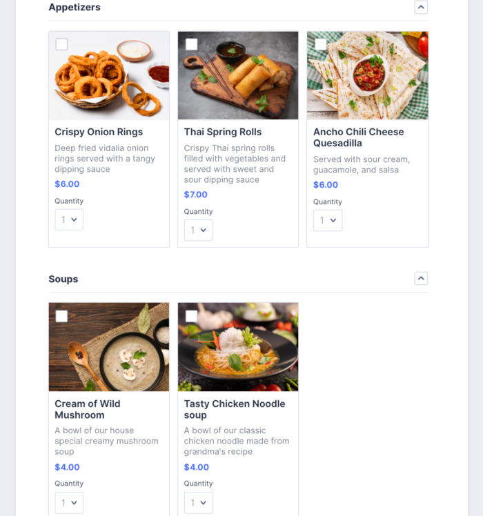 restaurant order form