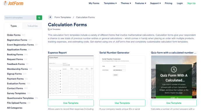 calculation form templates