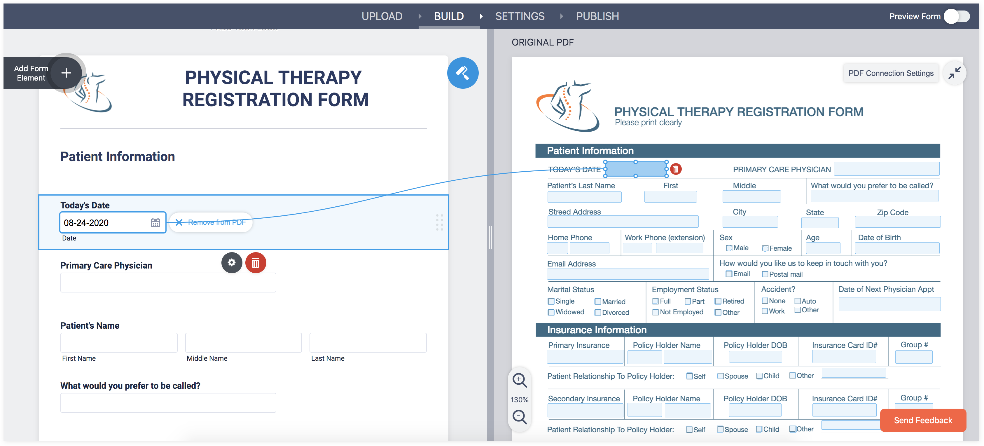 Physical Therapy Registration Form in  Jotform Smart PDF Forms 
