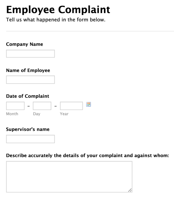 Employee Complaint Form Template