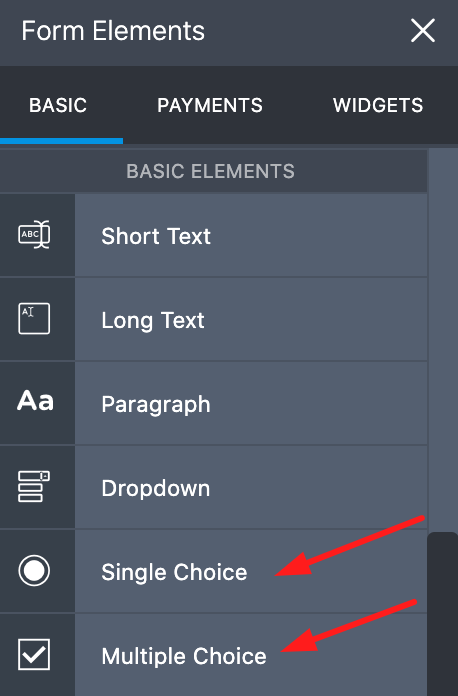 Single Choice Form Field for Other Option