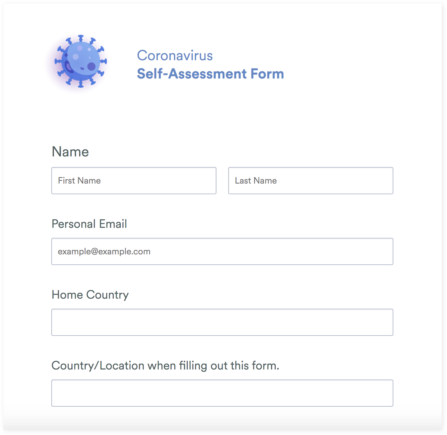 Coronavirus Self Assessment Form