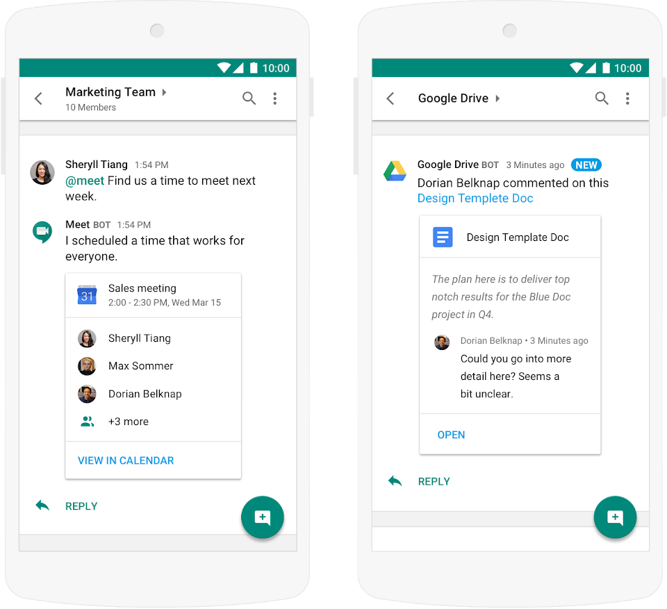 Google chat interface
