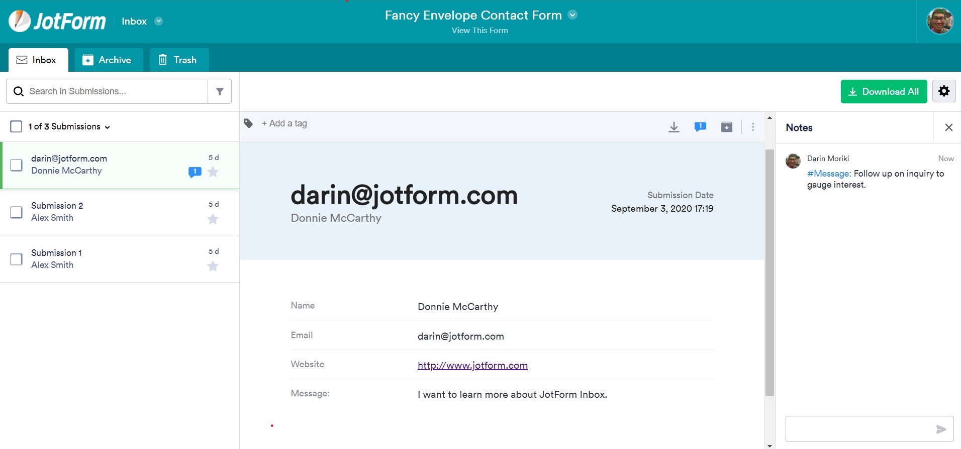 How to collaborate and communicate using Jotform Inbox Image-1