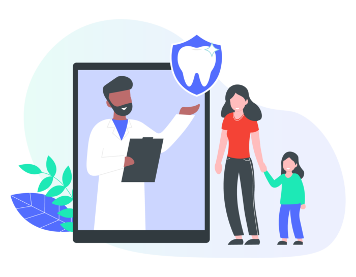dentist and patient use online communication 