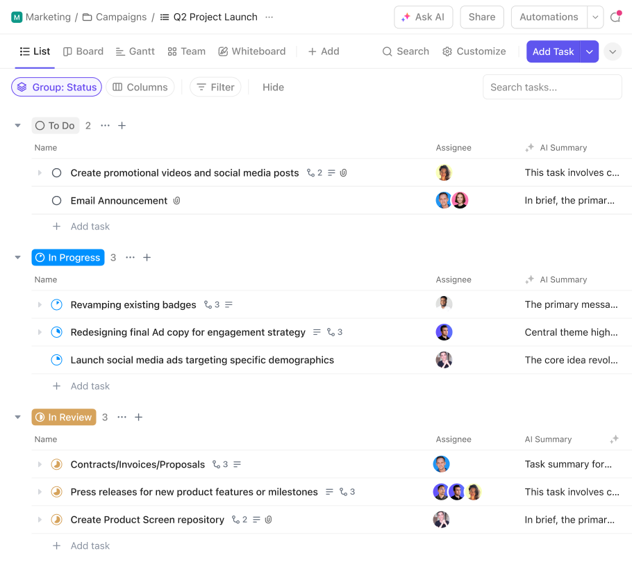 ClickUp Menu