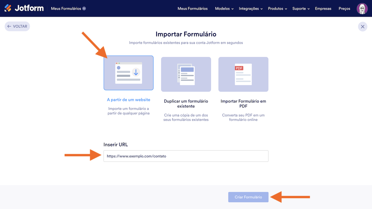 Importar Formulário a partir de um website