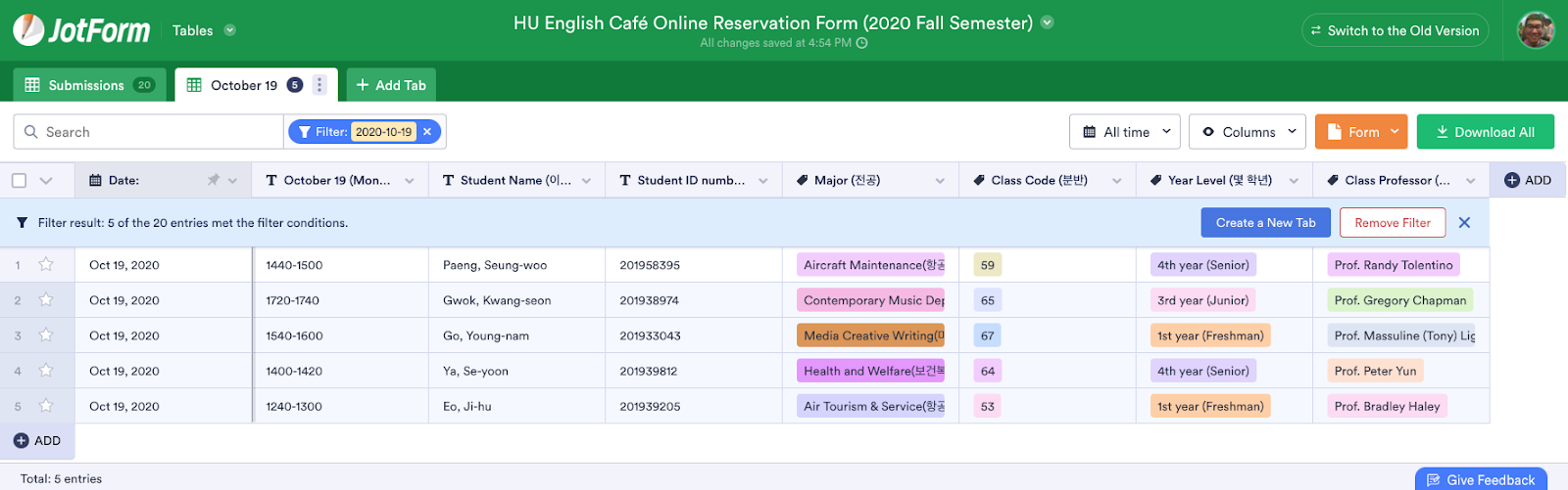 How a professor uses Jotform Tables to manage student appointments Image-5