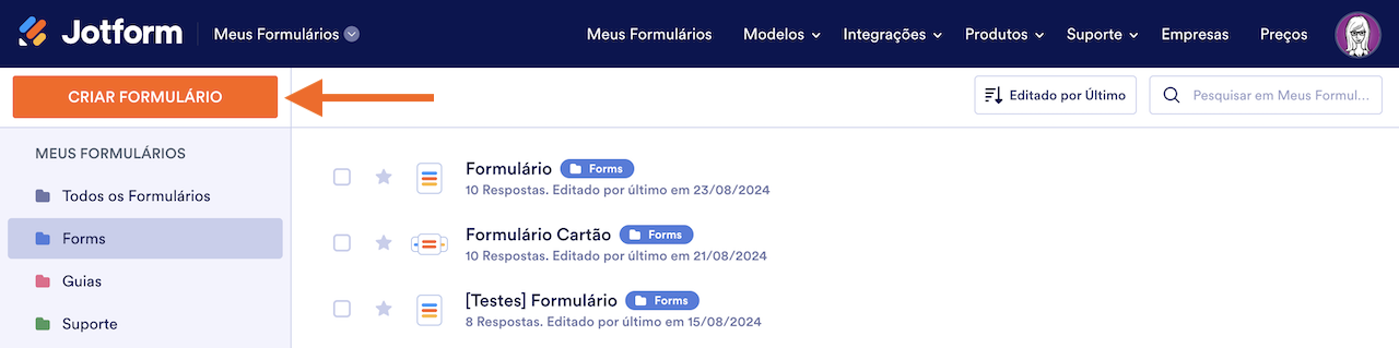 Meus Formulários - Criar Formulário