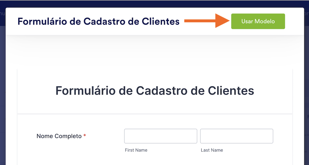 Modelo de Formulário - Usar Modelo