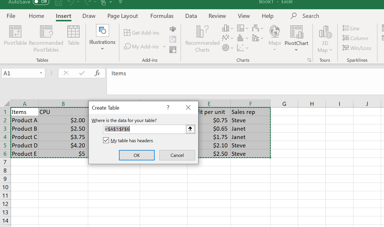 Create Table Preview Excel