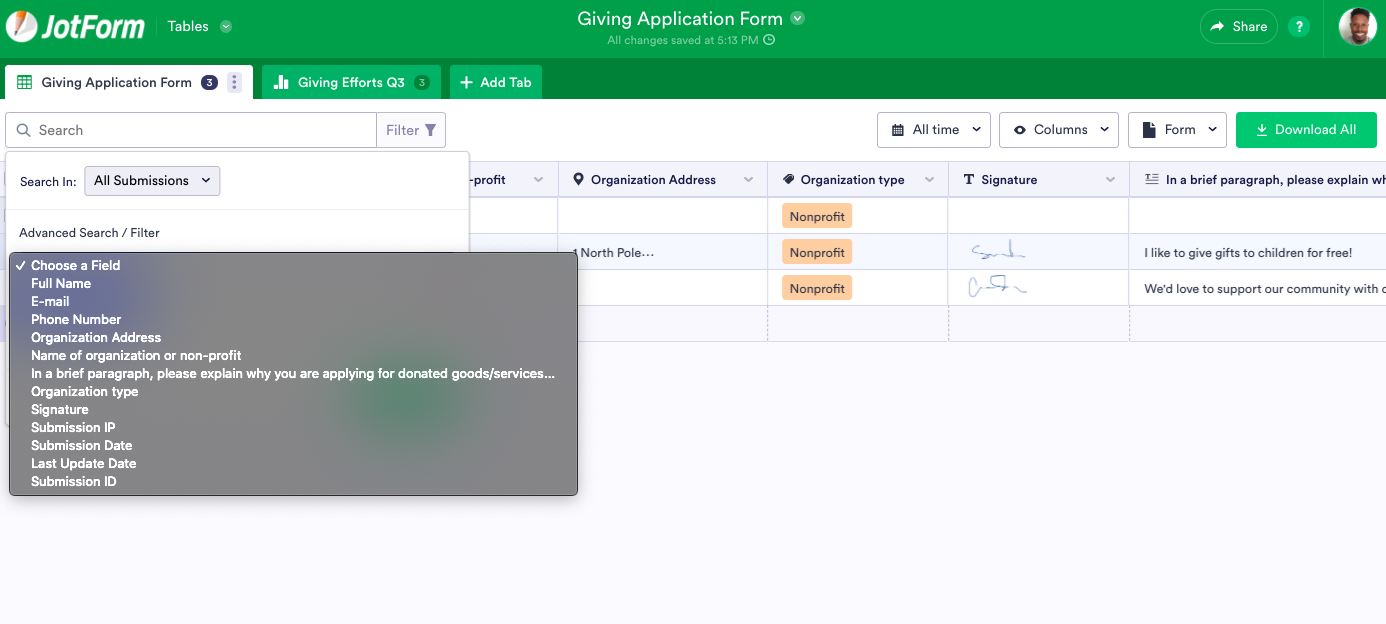 How to use Jotform Tables to facilitate giving Image-2