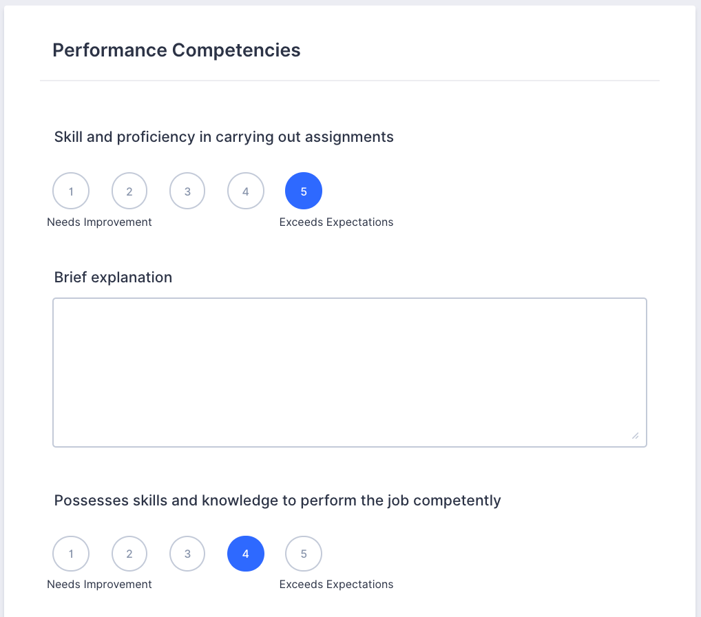 employee performance review form
