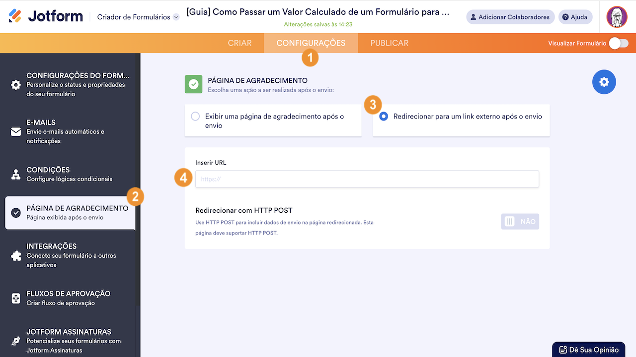 Configurando Página de Agradecimento Personalizada