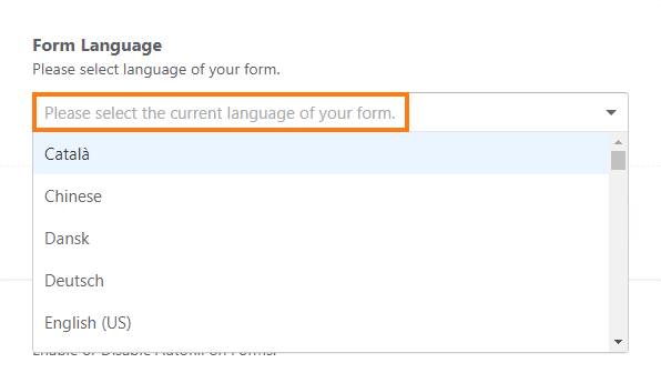 Selecting the Form Language