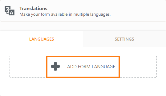 Clicking on Add Form Language in the Translations Section