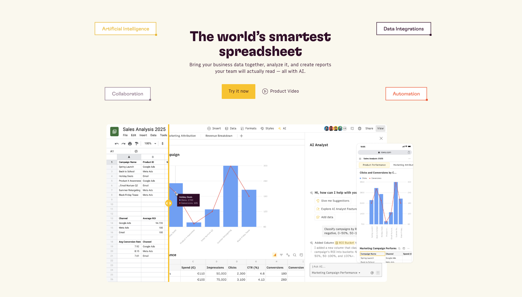 Rows Landing Page