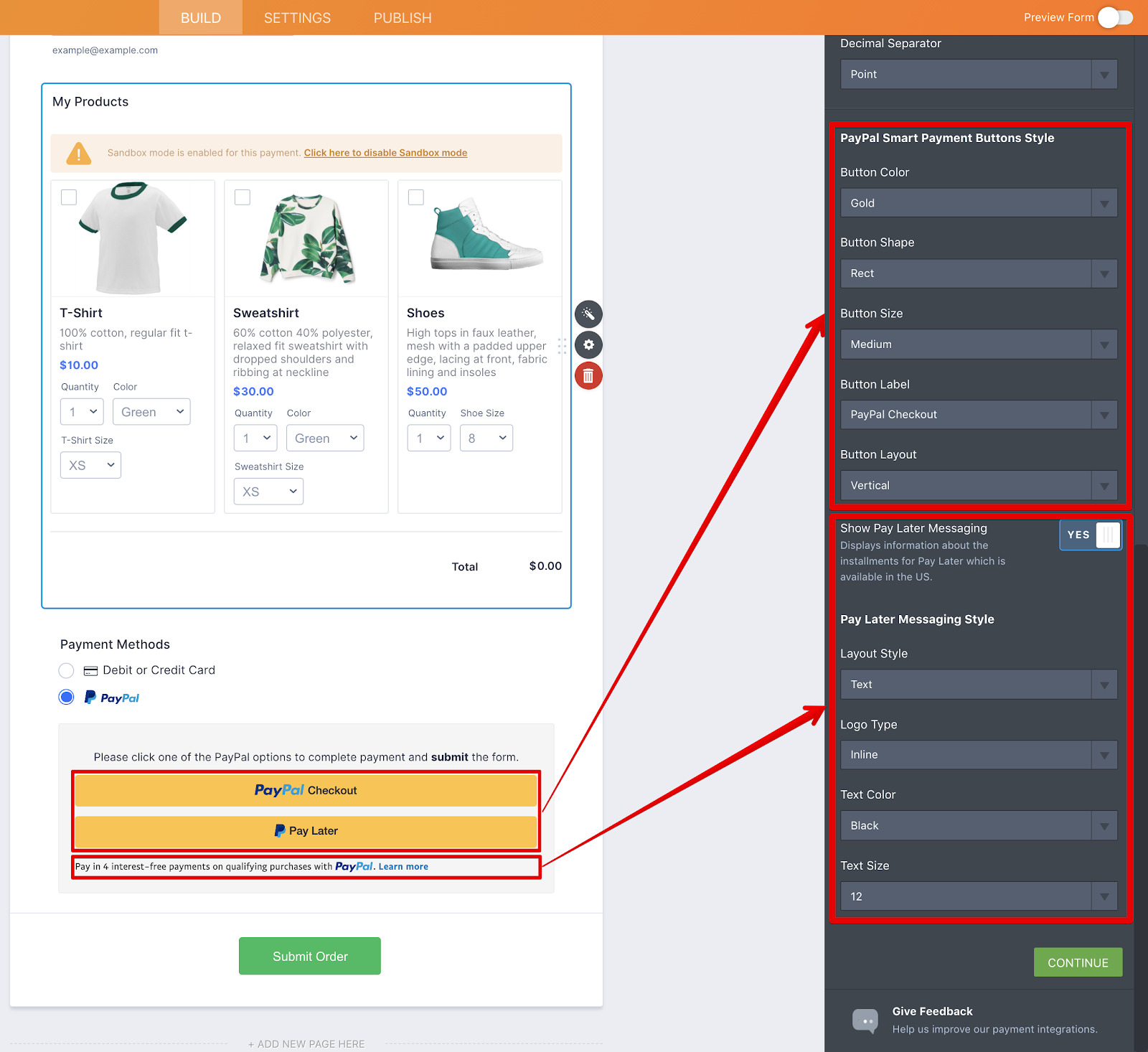 PayPal Pay Later on Jotform form builder