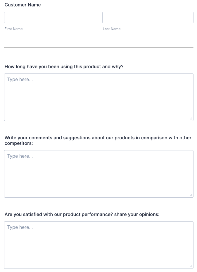 product survey form
