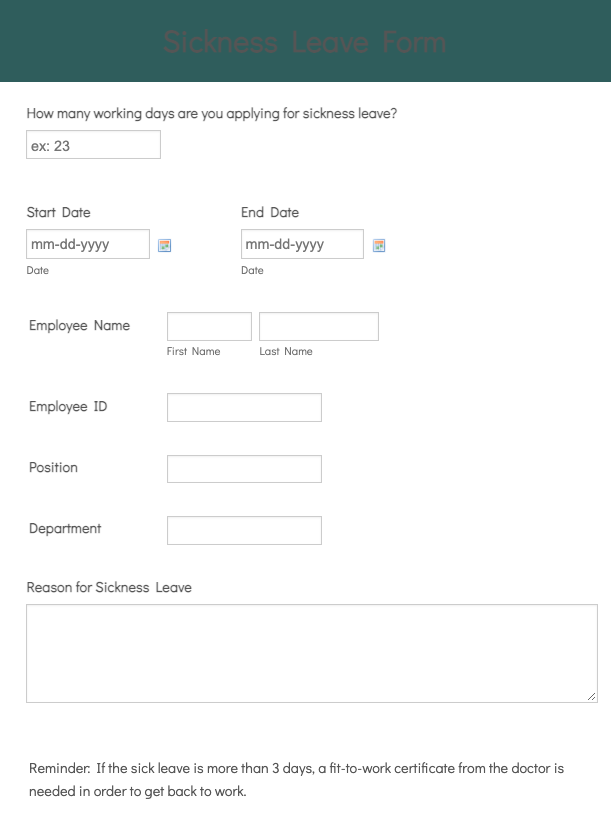 Sickness Leave Form