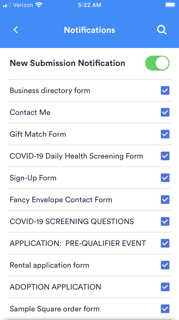 Notification options in Jotform Health App