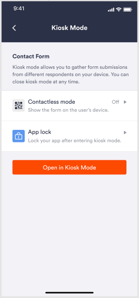 Kiosk Mode options