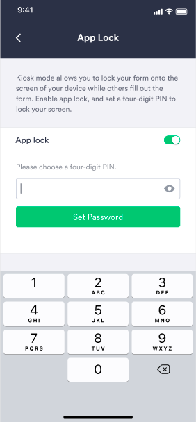 Setting password for App Lock