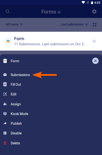 Pasos para ver envíos en Jotform Mobile Forms