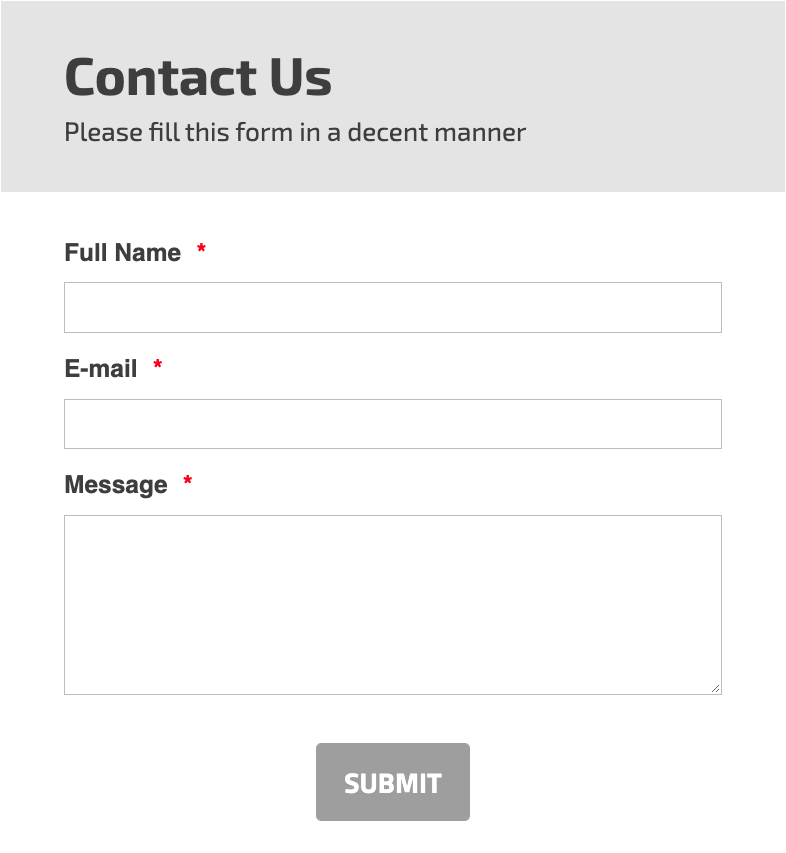 General Inquiry Contact Form Template