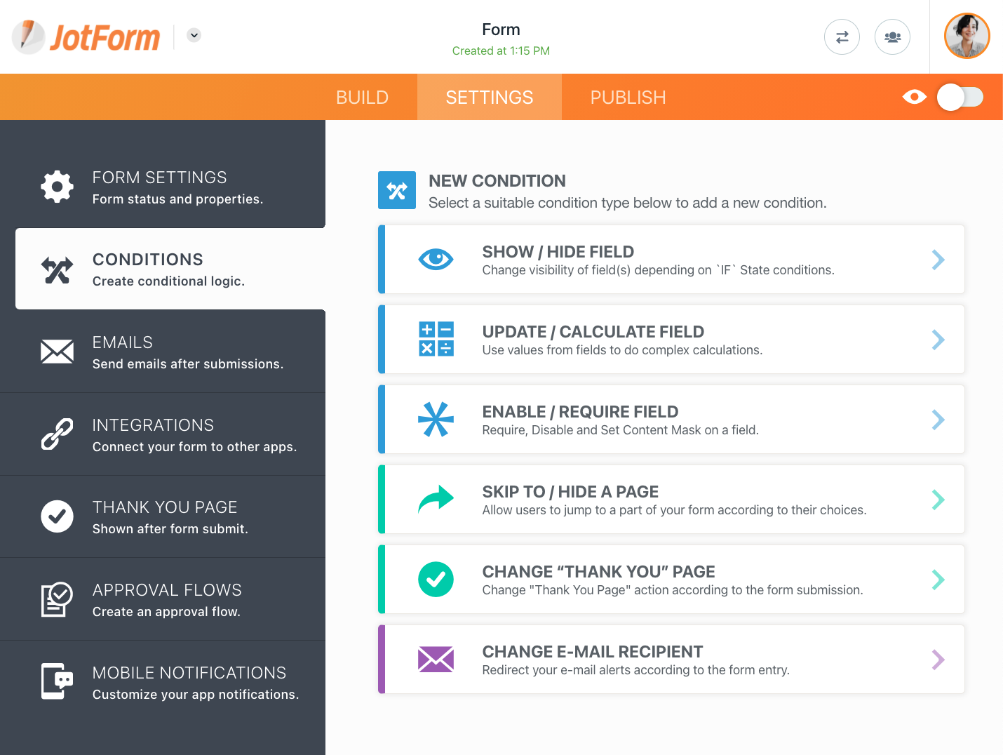 Jotform Smart Forms: Conditional Logic
