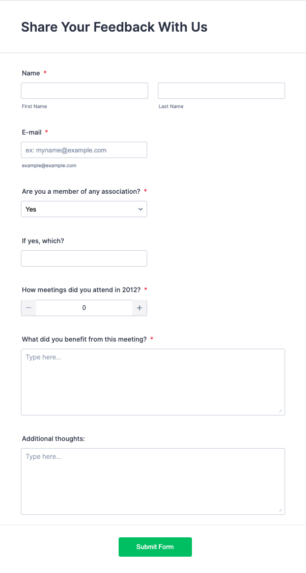 Meeting Feedback Form Template