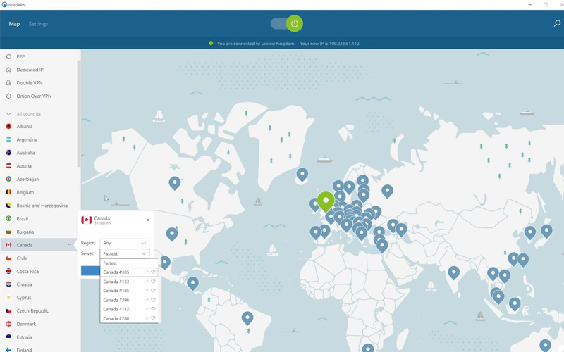 NordVPN Dashboard