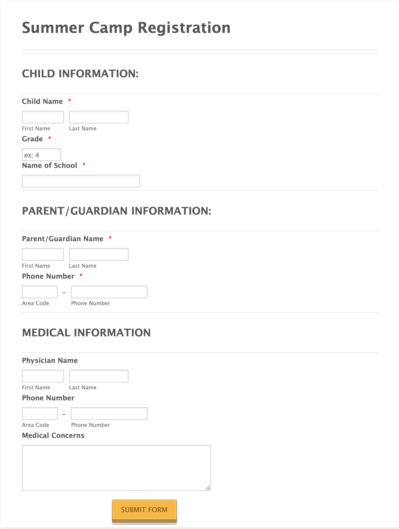 Summer Camp Enrollment Form Template