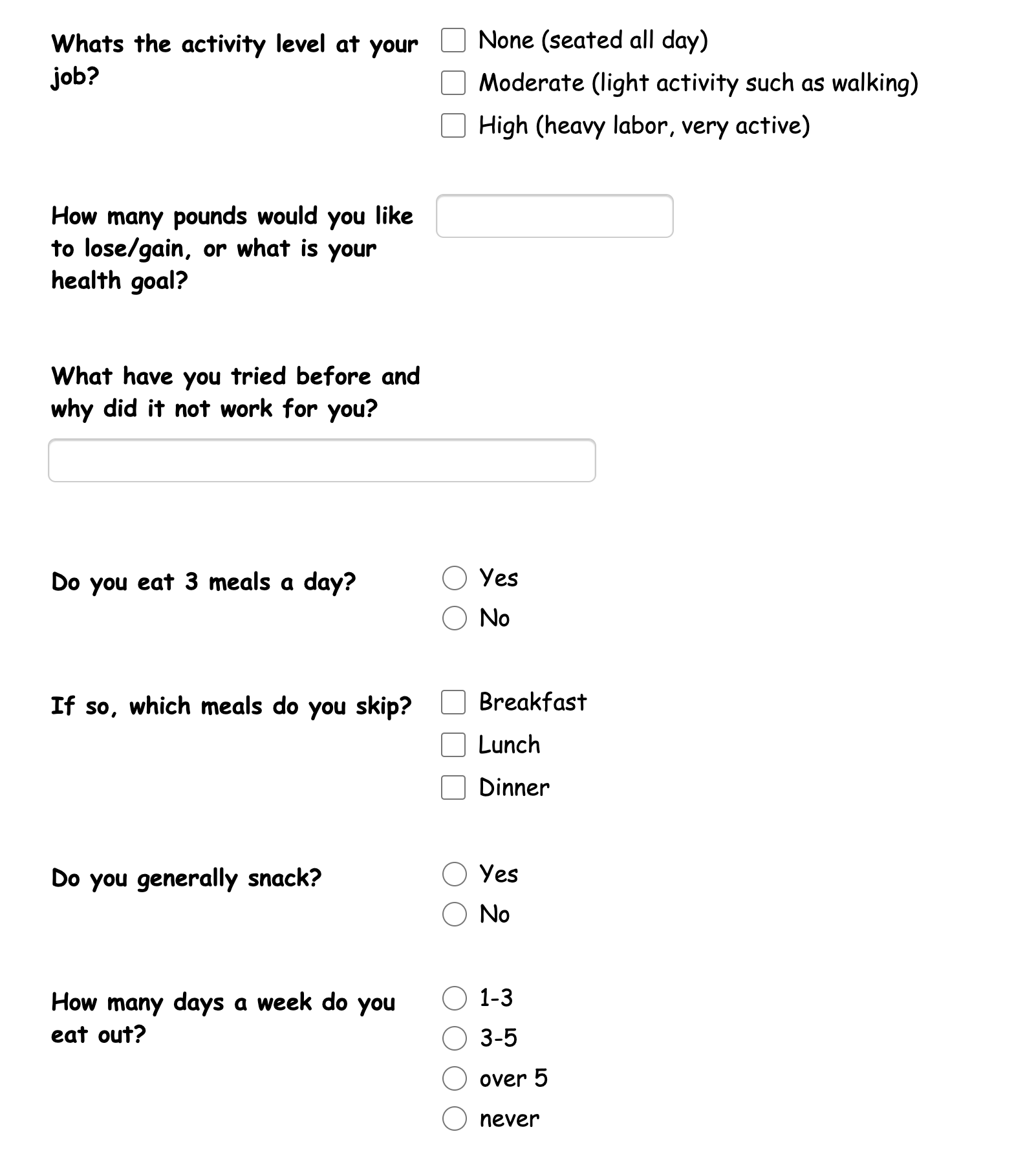 Wellness Coaching Questionnaire Template