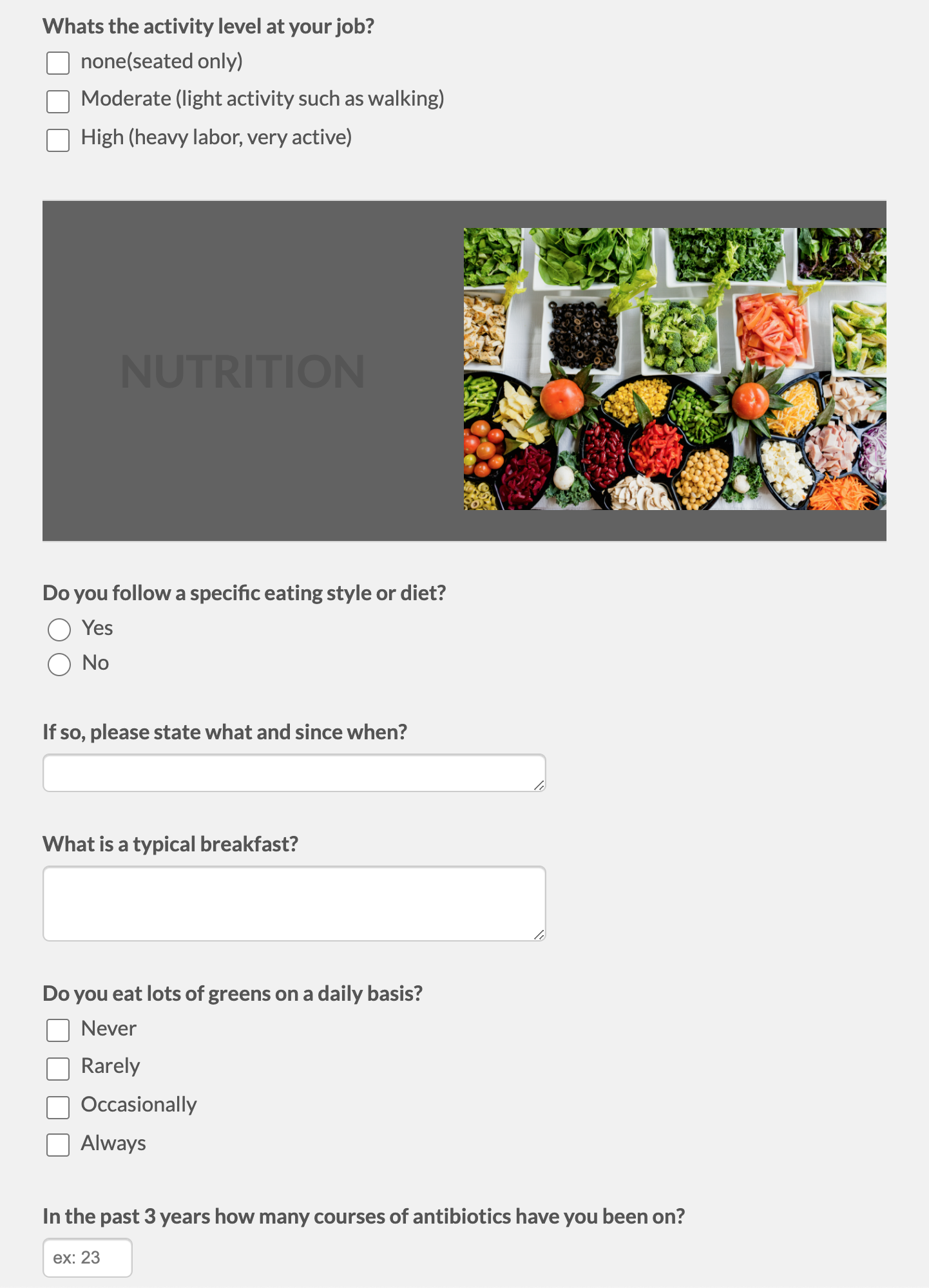 Wellness Consultation Questionnaire Template