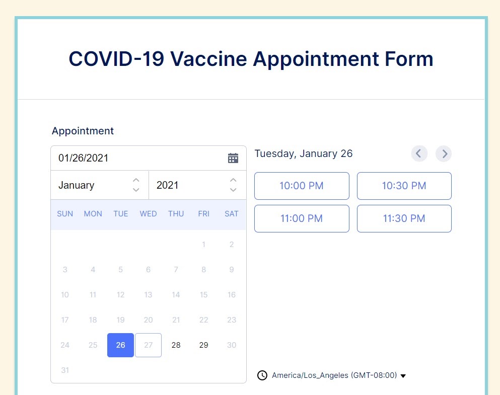 COVID-19 Vaccine Appointment Form Template