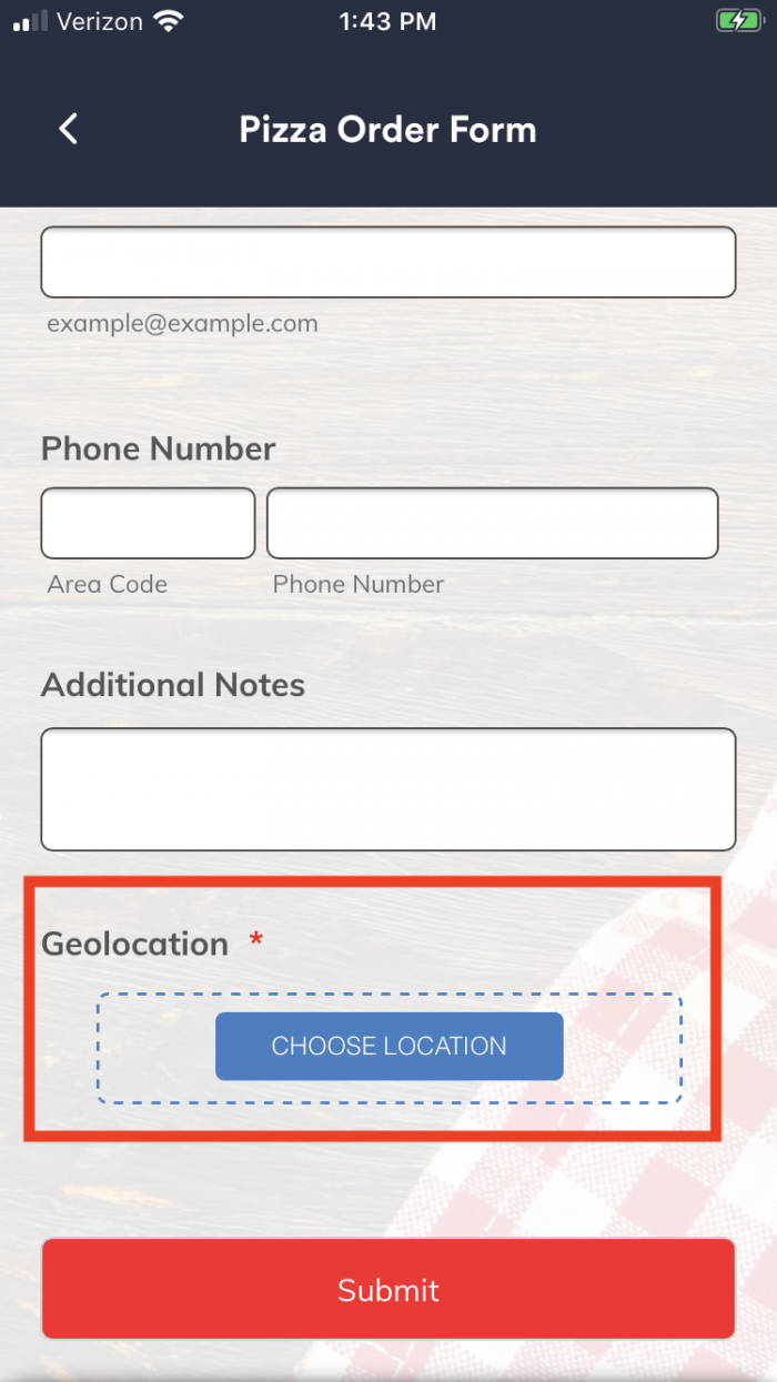 Widget Geolocalização