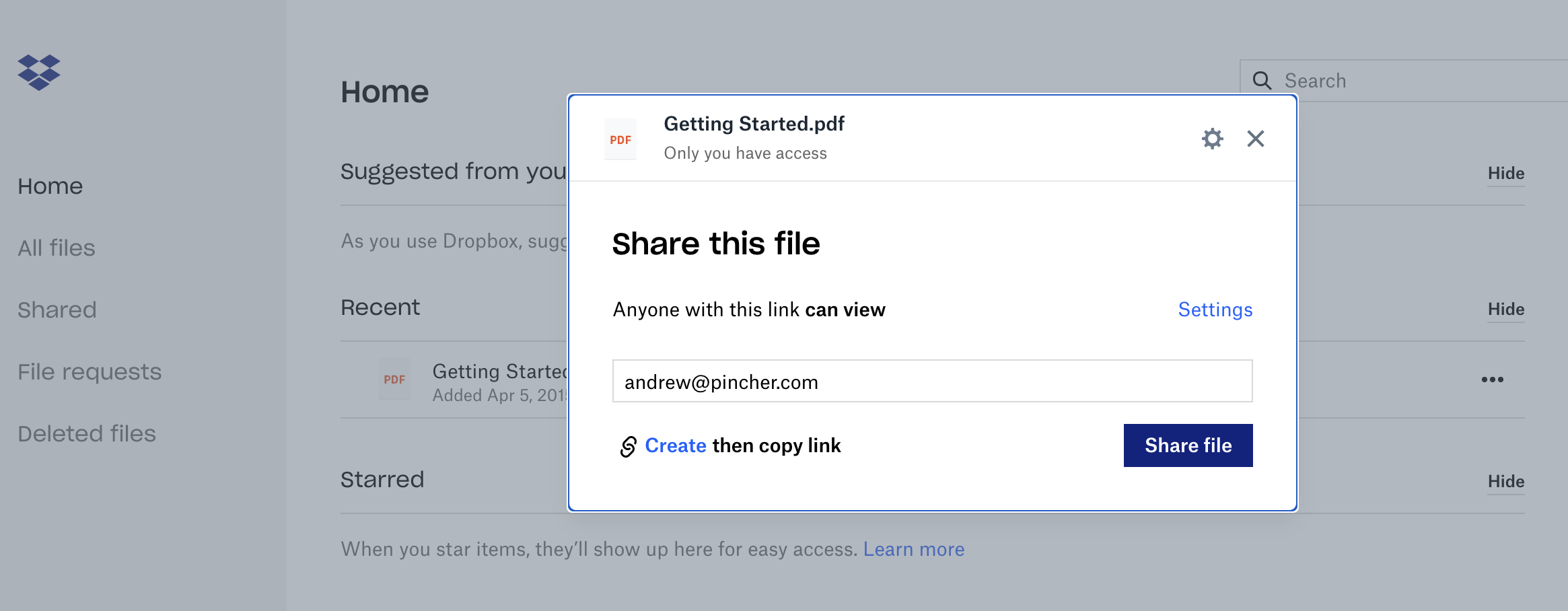 Compartir archivos en Dropbox