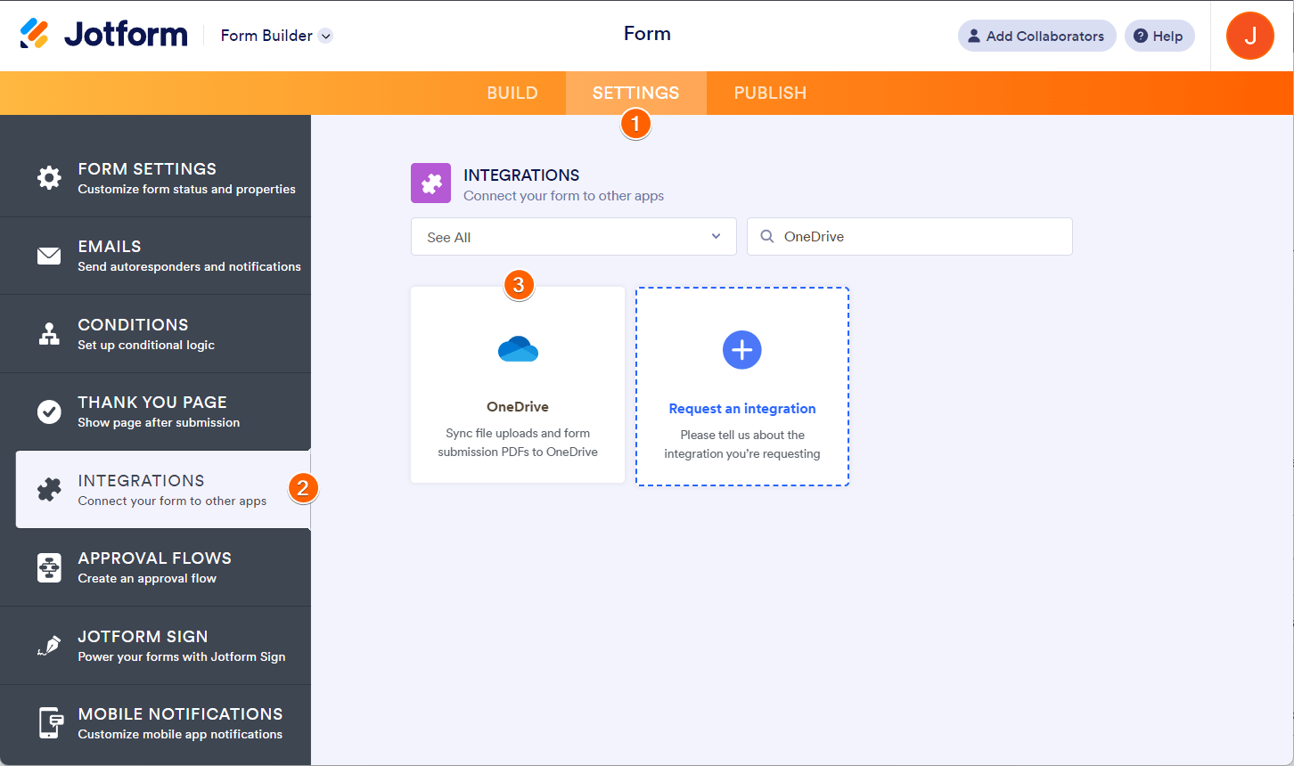 OneDrive Integration in Jotform