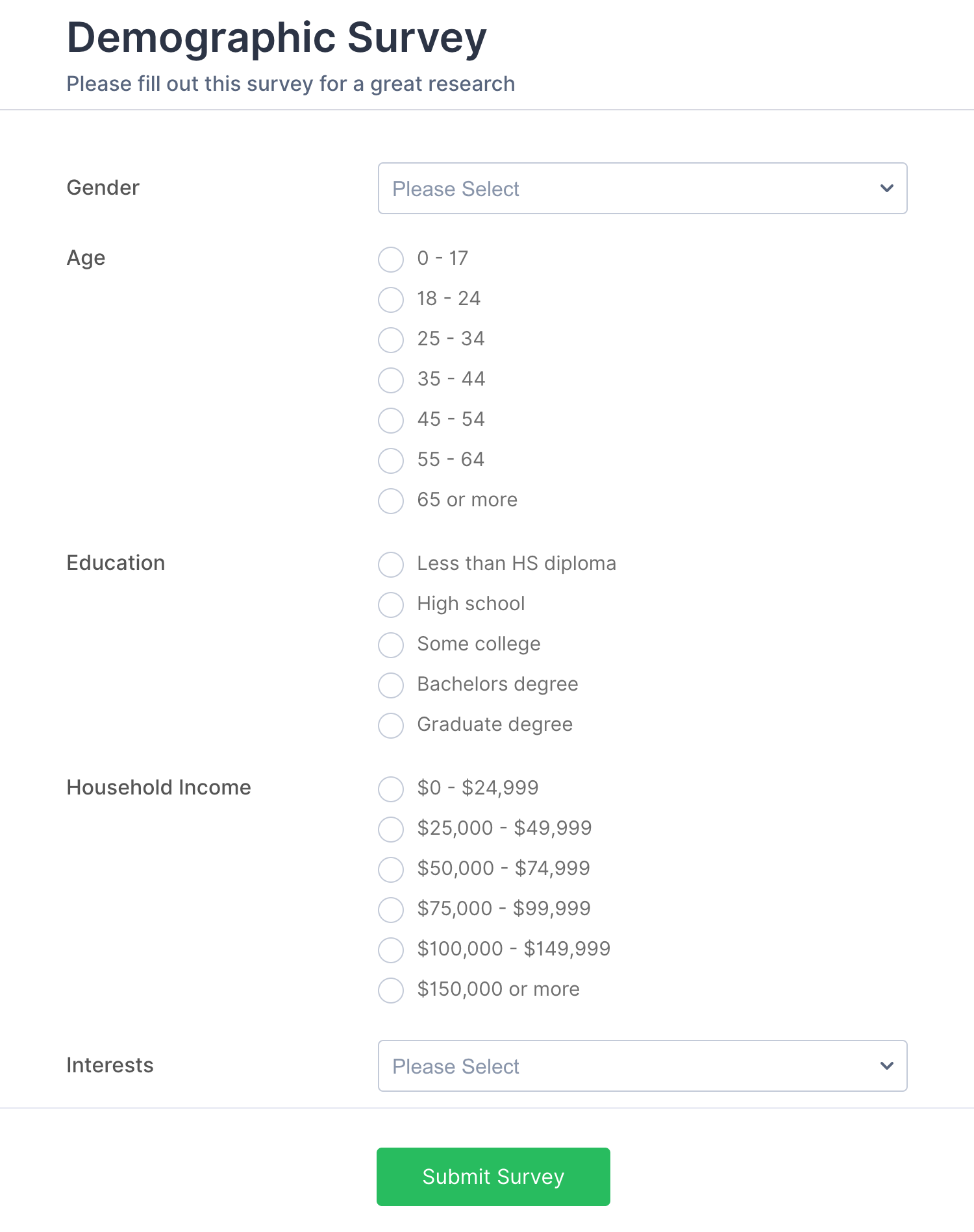 Demographic Survey Template