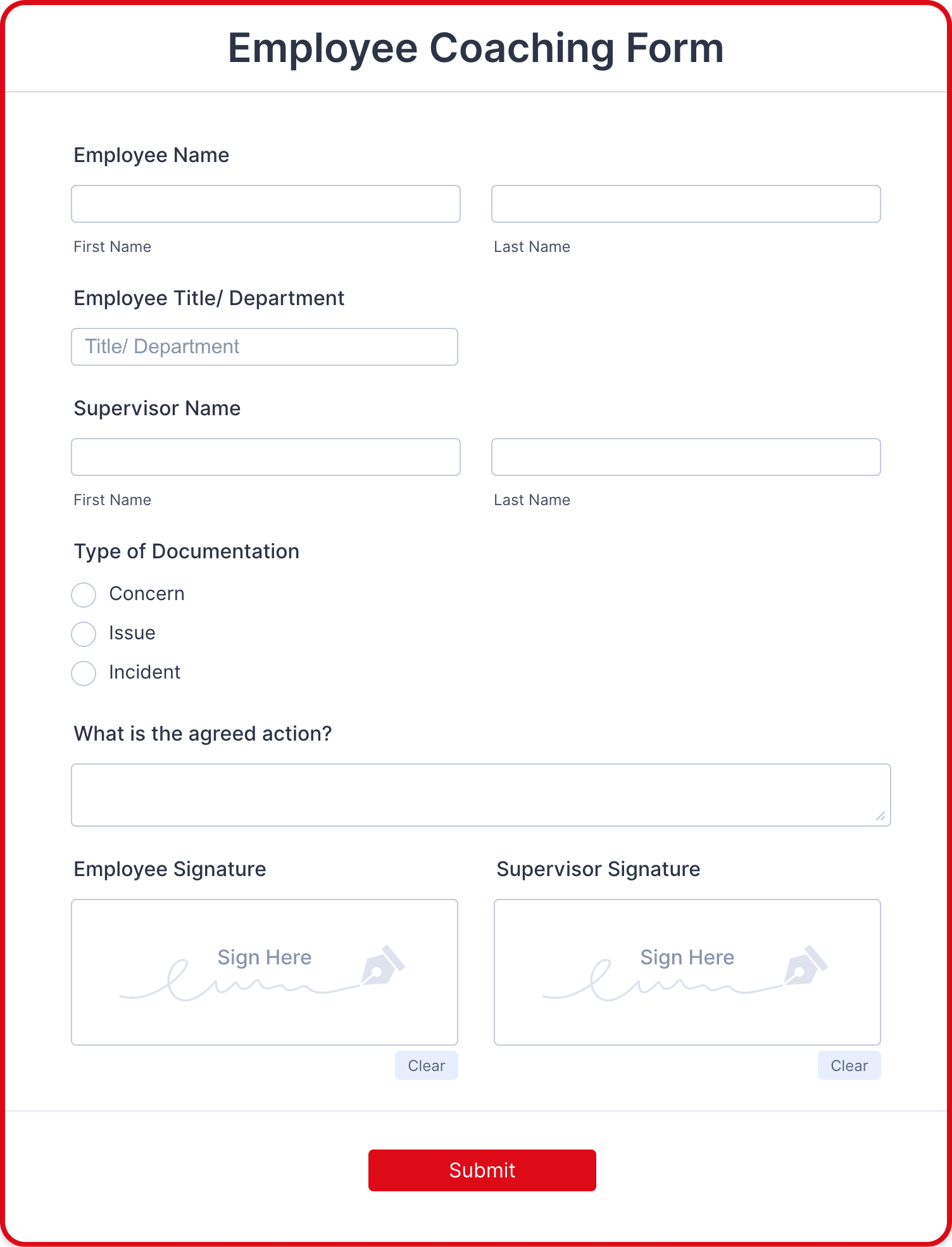 Employee Coaching Form