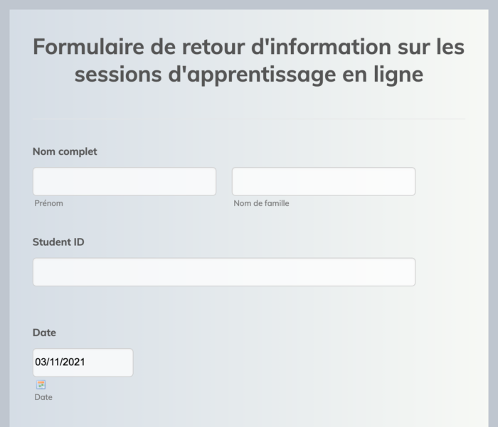 Formulaire de retour sur les cours en ligne