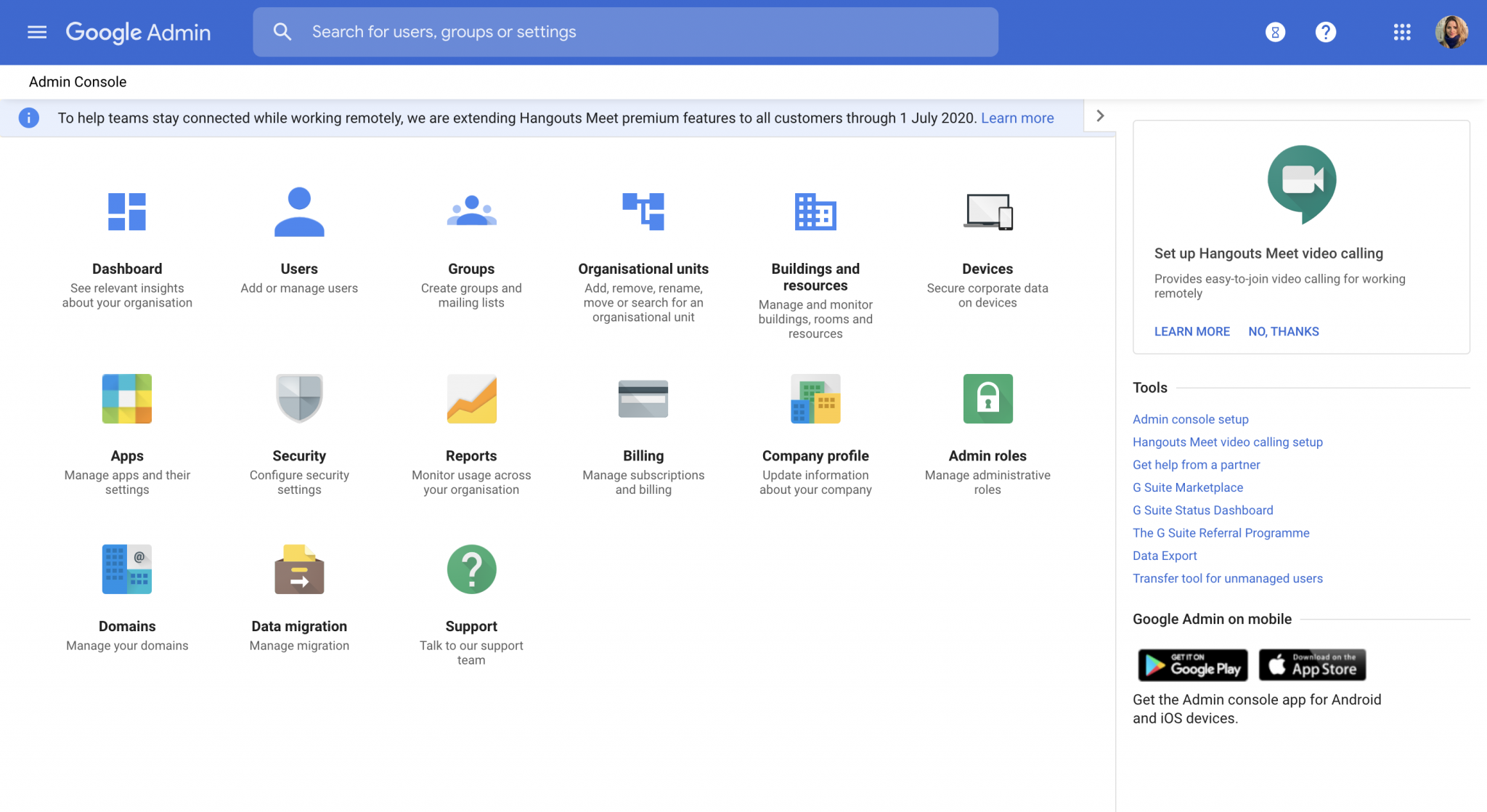 G Suite Admin Console